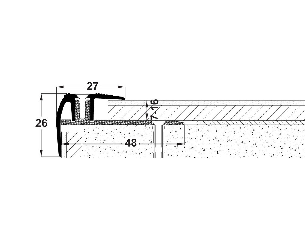 Treppenkantenprofil Typ 203 (7 bis 16mm)