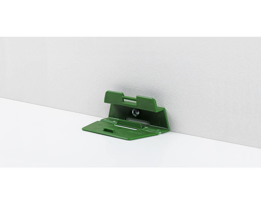 Leistenclip grün für SL 2, HL 1, HL 2 und HL 3, inkl. Schrauben und Dübel, 24 Stück für 10 lfm