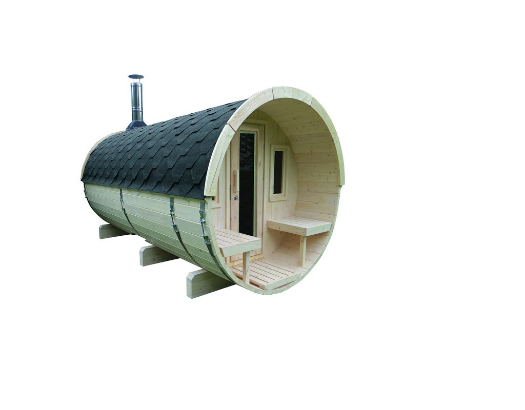 Saunafass Basic 400 Bausatz mit schwarzen Dachschindeln Ø 205x400cm