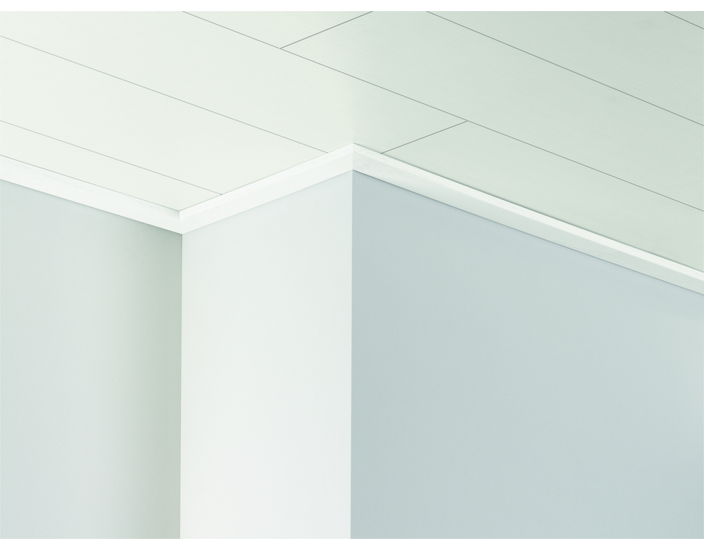Deckenleiste DAL 3 Esche Weiß glänzend Dekor 2200x34x12 mm