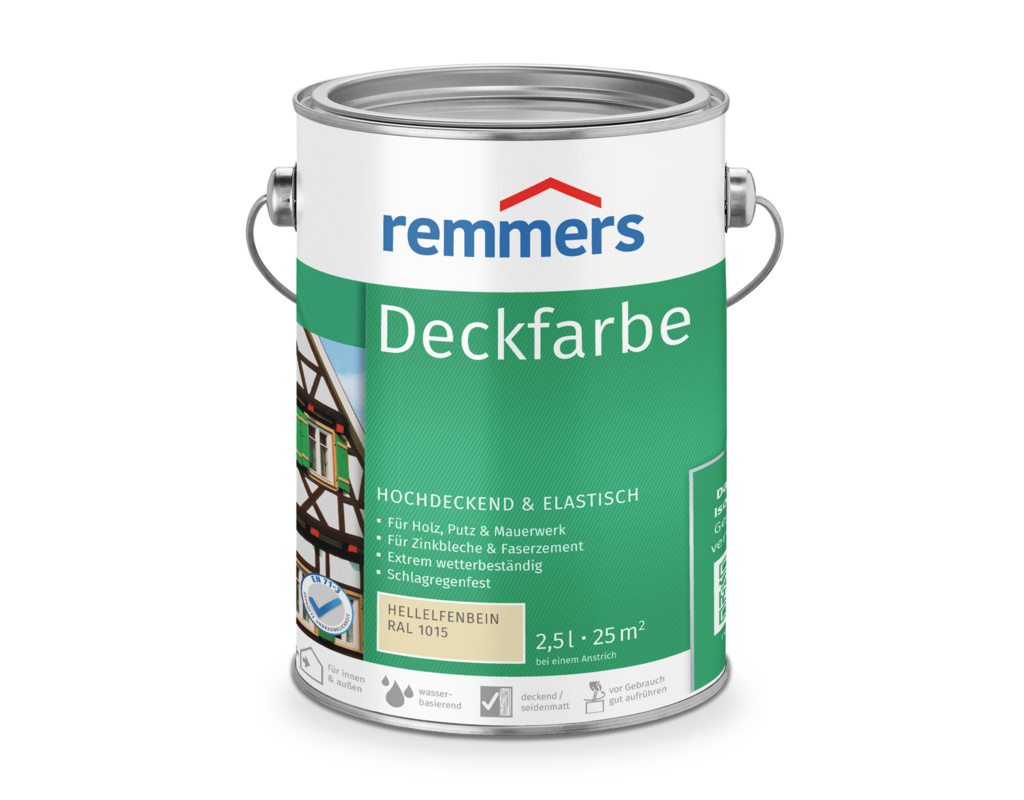 Deckfarbe Hellelfenbein RAL 1015 2,5 l