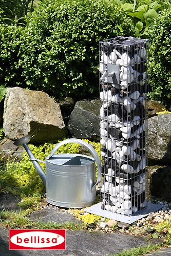 Wasserzapfsäule Gabione 16x16x90 cm, (Bodenplatte 28x28 cm)