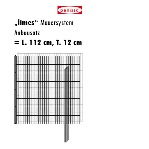 Mauersystem Gabione Anbausatz limes H 120 cm, T 12 cm, (L 112 cm)