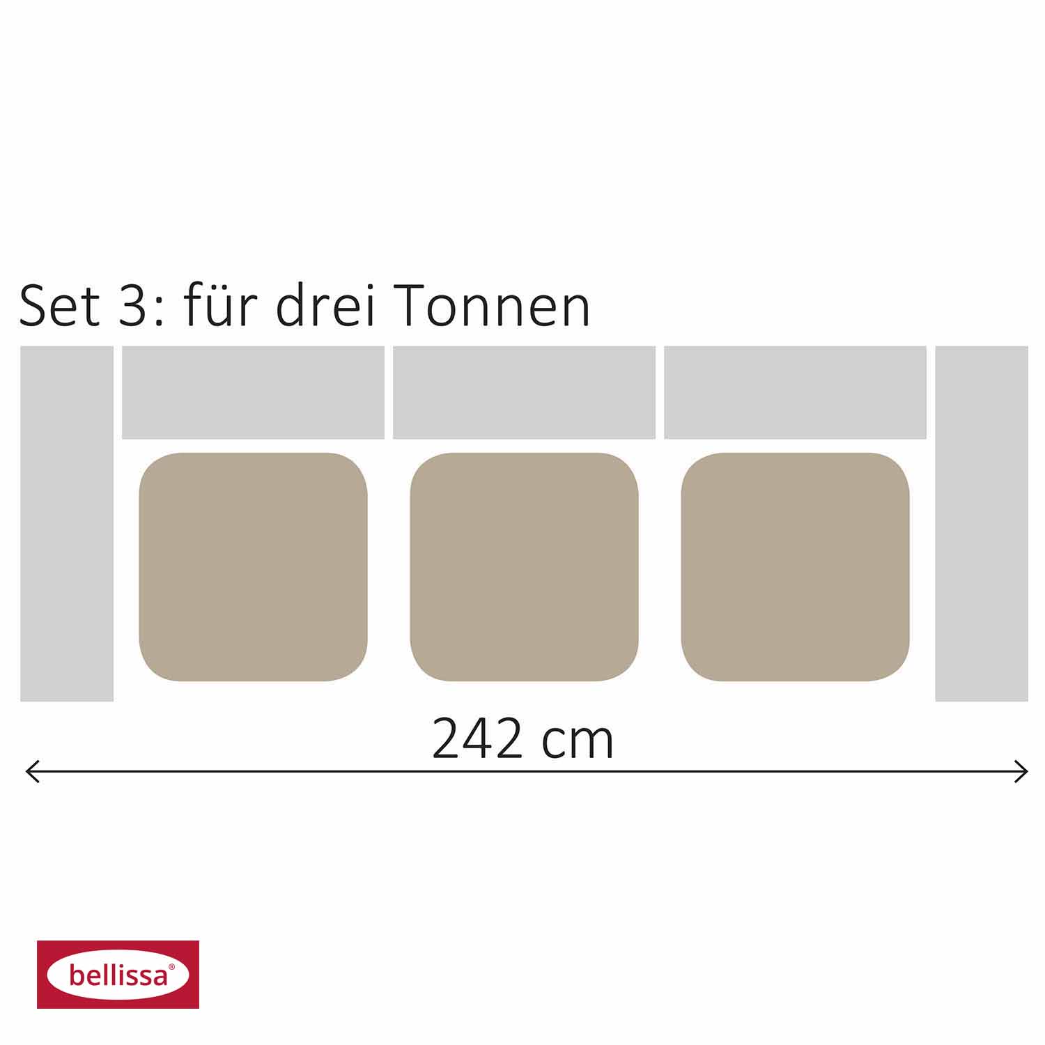Mülltonnengabioneset für 3 Tonnen 101,5x (242x120 cm)
