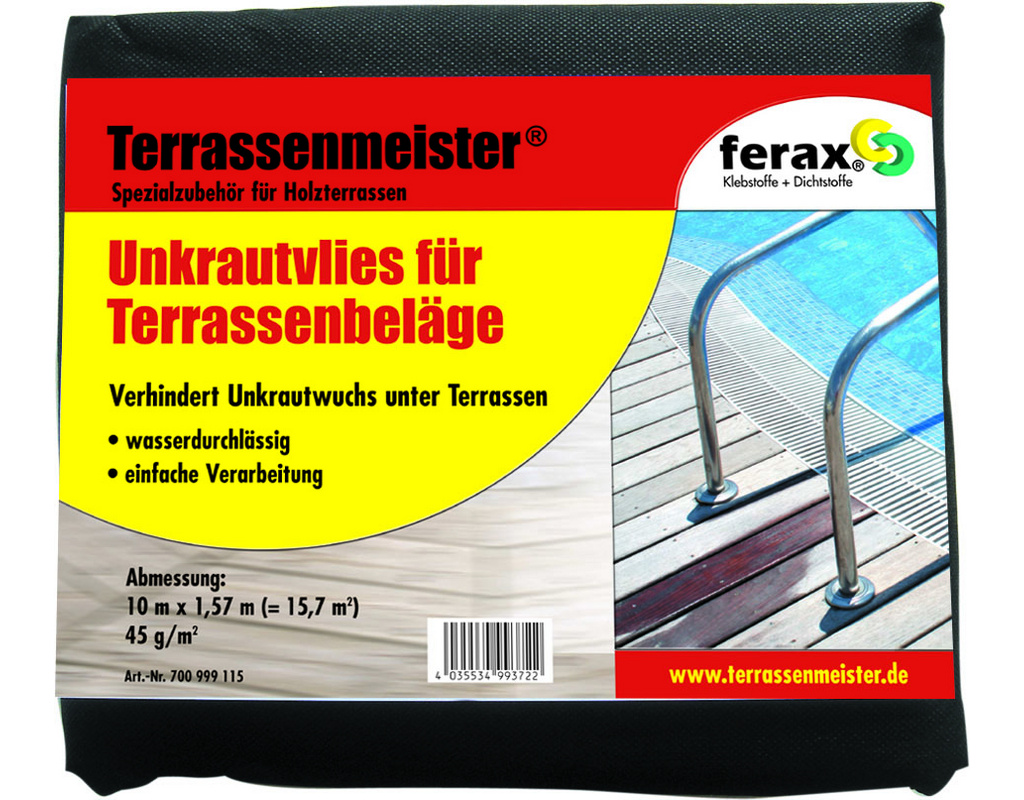 Terrassenmeister Unkrautvlies Beutel 10 m x 1,57 m (= 15,7 qm)