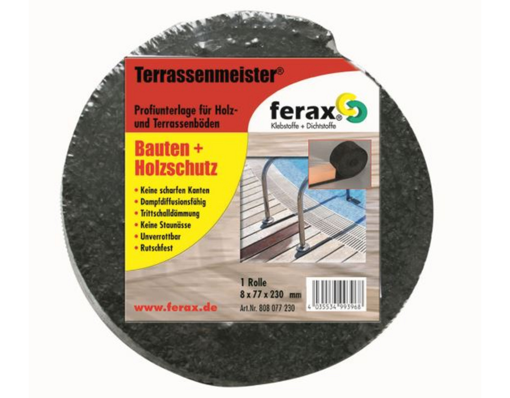 Terrassenmeister Profi-Unterlage für Terrassen Rolle, 8 mm x 77 mm x 2300 mm
