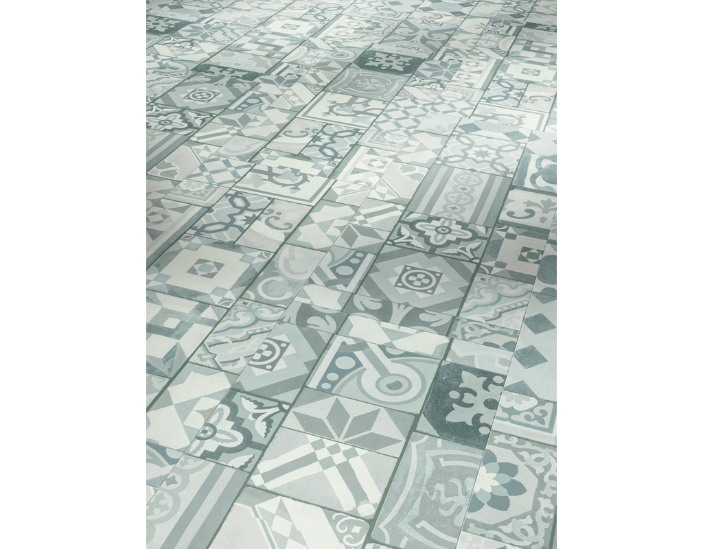Vinylboden Trendtime 5.30 Ornamentic Grey Fliesenoptik Mineralstruktur 4-seitig gefast 903x395x9,6mm