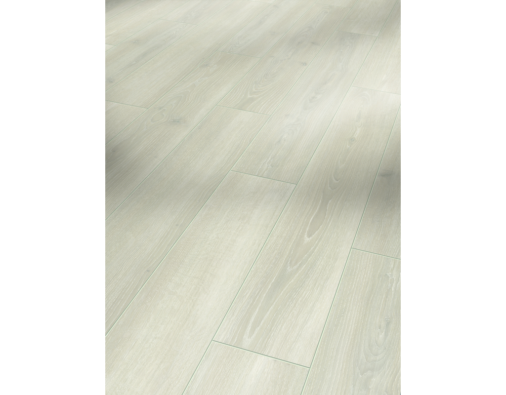 Laminat Classic 1050 Eiche Skyline Weiss LHD Naturmattstruktur 4-seitig gefast 1285x194x8mm