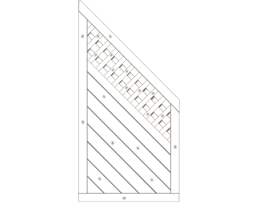 Lugano Dichtzaun, Fichte Grauweiß 90x180/90cm, Abschluss mit Rankgitter