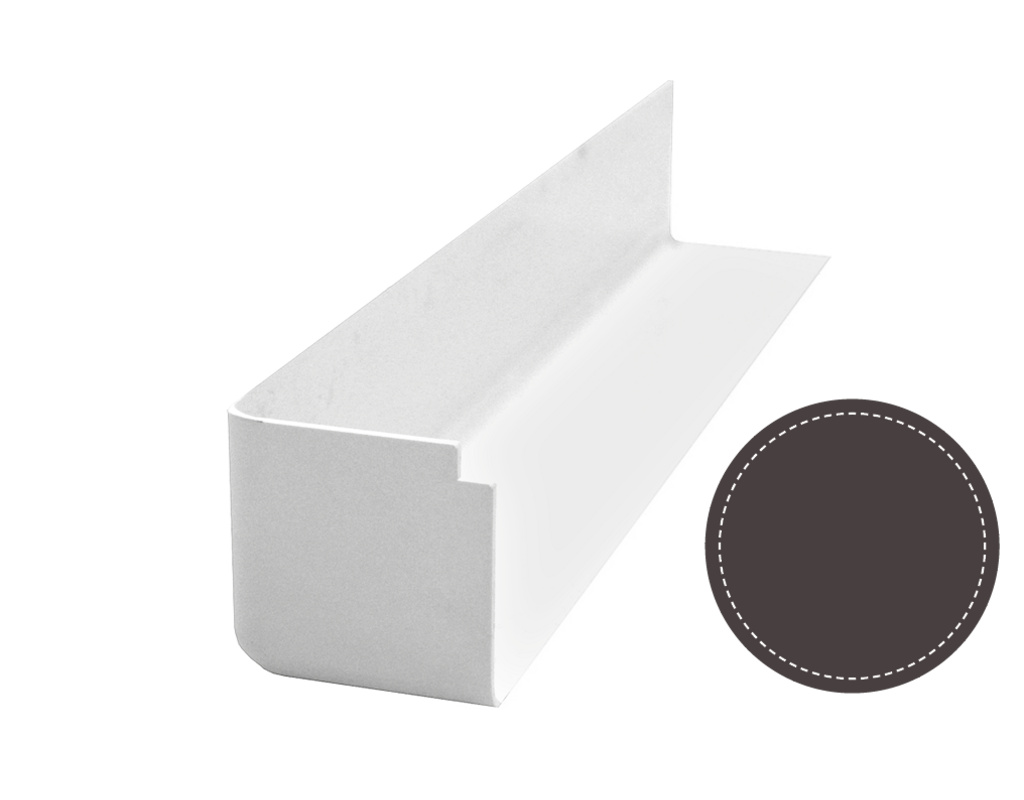Bauprofilsystem AE 03 Außen-Eckverbinder Graubraun RAL 8019 (passend zu Mooreiche)