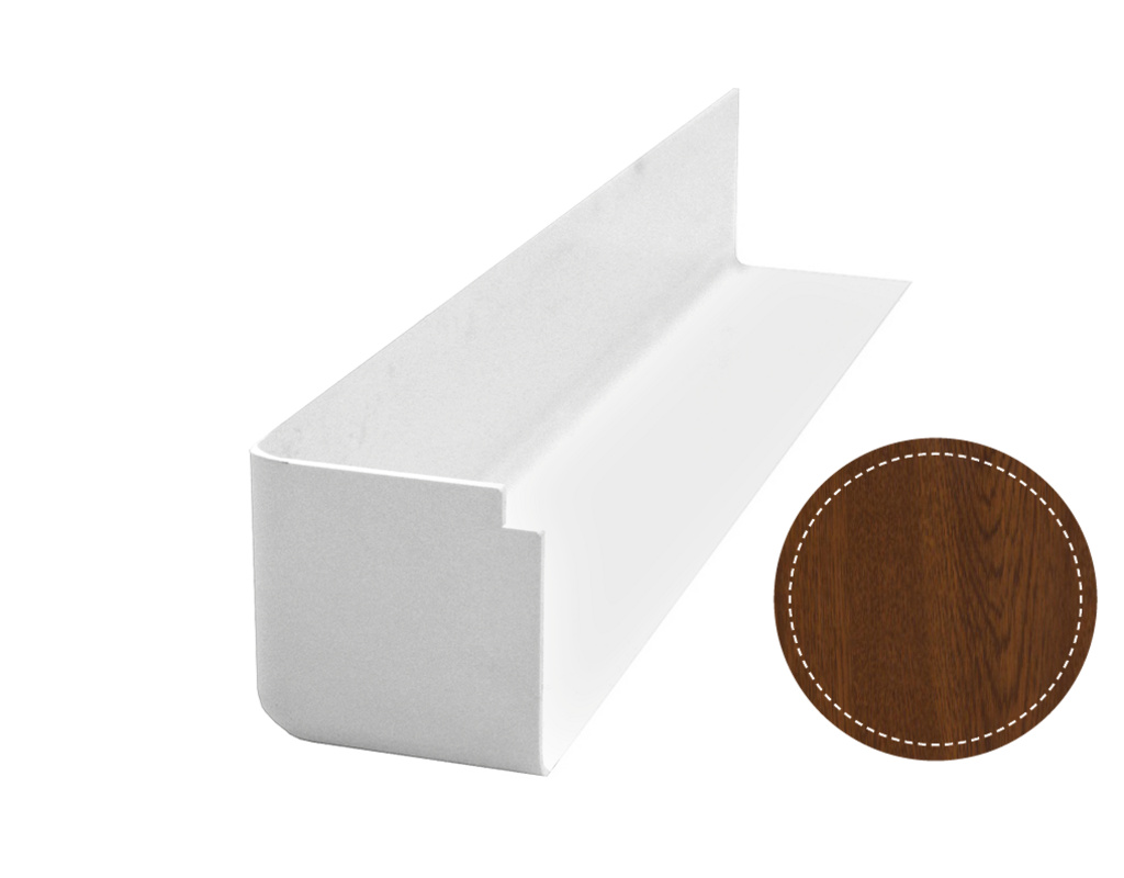 Bauprofilsystem AE 03 Außen-Eckverbinder Nussbaum foliert
