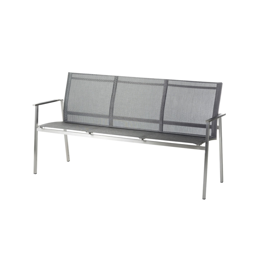 Monaco 3 er Bank Edelstahl/Textilene - ( schwarz/ silber)