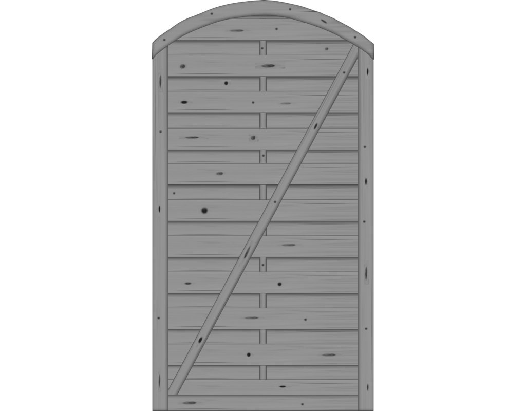 Dichtzaun Monegro mit Oberbogen Fichte Struktur Granit Tür