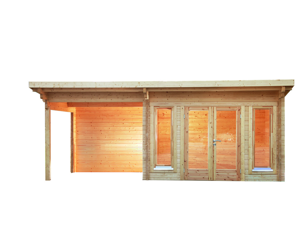 Gartenhaus Trondheim 70-B XL mit Seitendach 300 Links 640x360cm