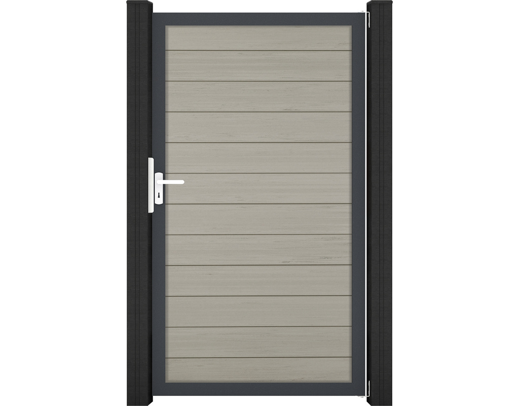 Solid Steckzaun Tor, Farbe: Bi-Color Weiß Universal-DIN, 100x180cm, Anthrazitrahmen