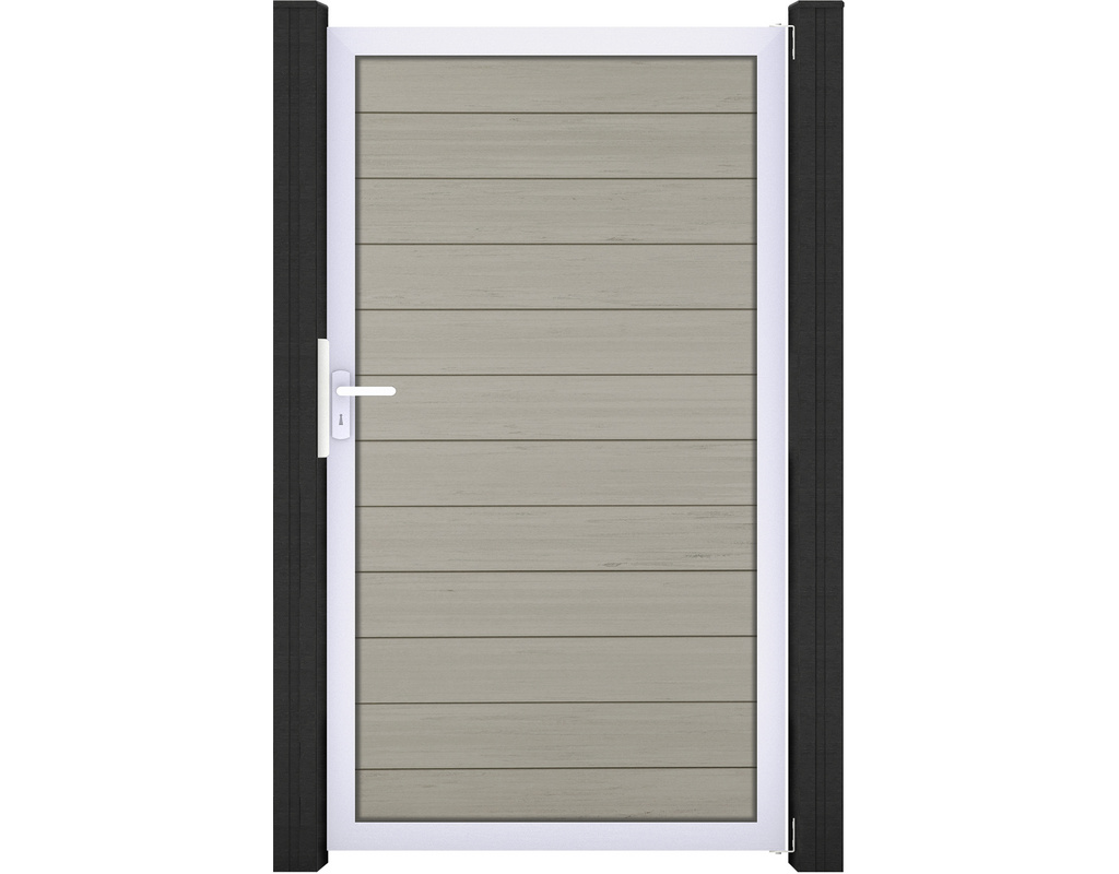 Solid Steckzaun Tor, Farbe: Bi-Color Weiß Universal-DIN, Sondermaß, Alurahmen, max. 150x180cm