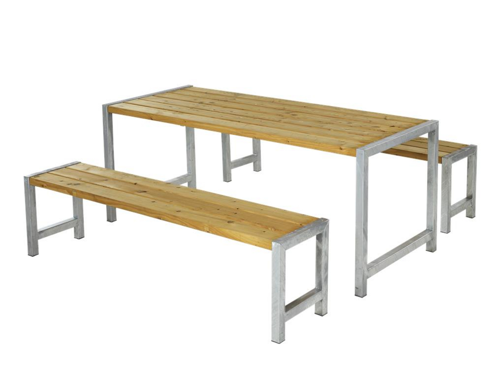 Planken - Garnitur (1 Tisch, 2 Bänke) sibirische Lärche