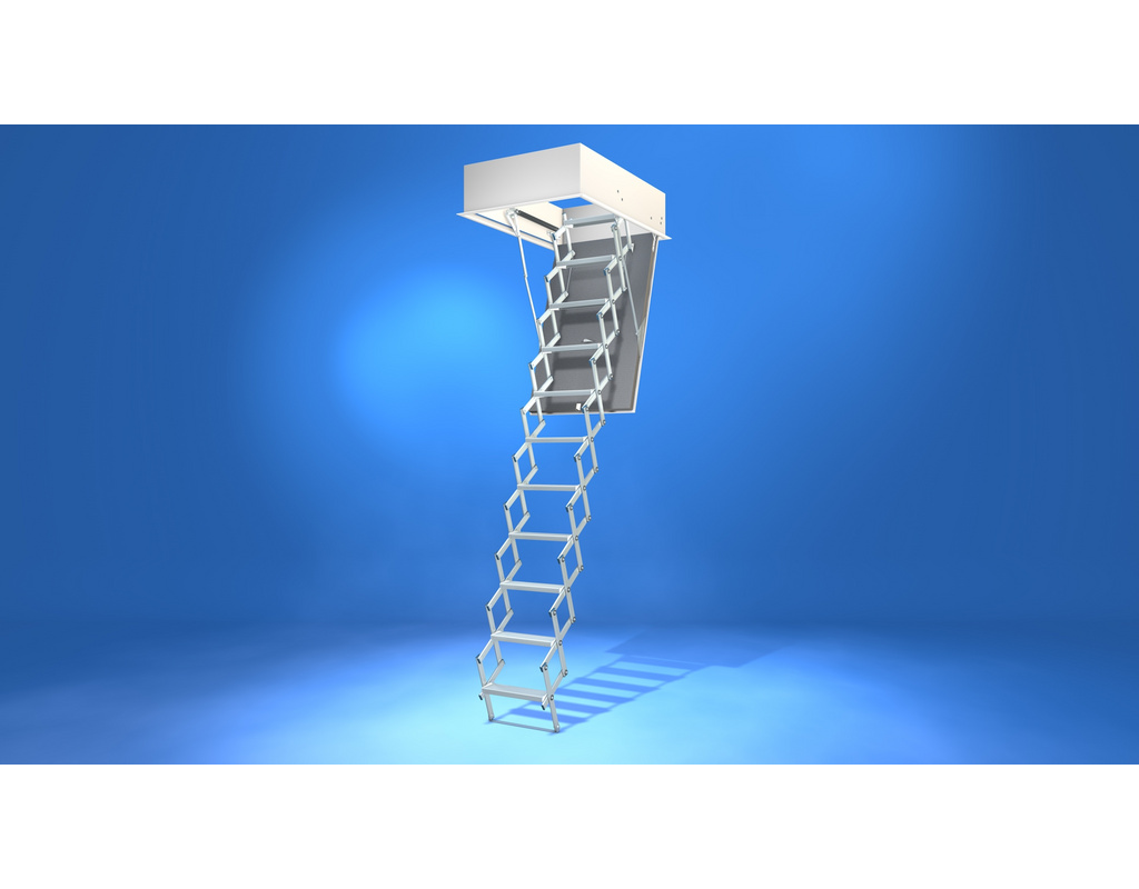 Scherentreppe Liliput mit WärmeSchutz WS3D Deckenöffnung 100x60, lichte Raumhöhe 238-265