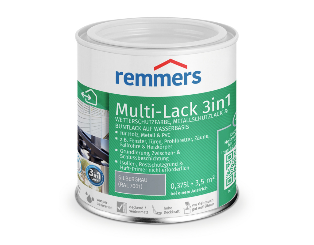 Multi-Lack 3in1 silbergrau (RAL 7001), 0,375l