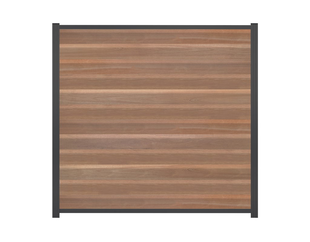 Steckzaunelement Softline Bangkirai / Alu Anthrazit 180x180cm inkl. Alu-Profile