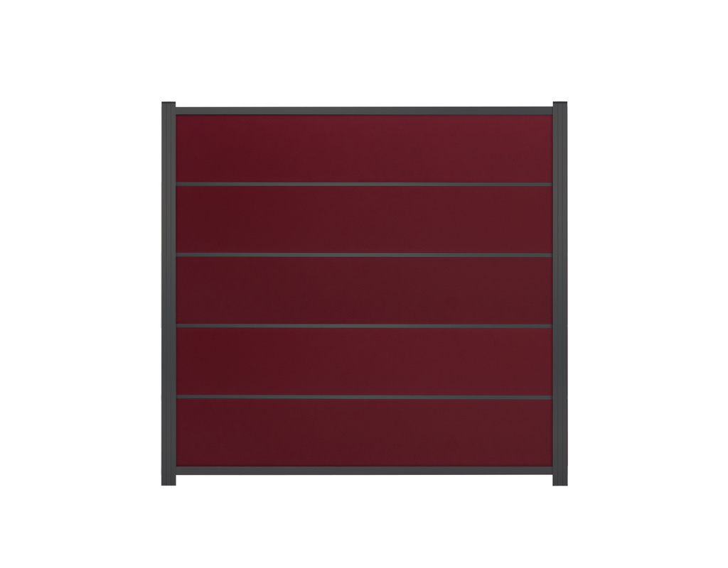 Steckzaunelement Usedom HPL Bordeaux-Rot / Alu Anthrazit 180x180cm inkl. Alu-Profile