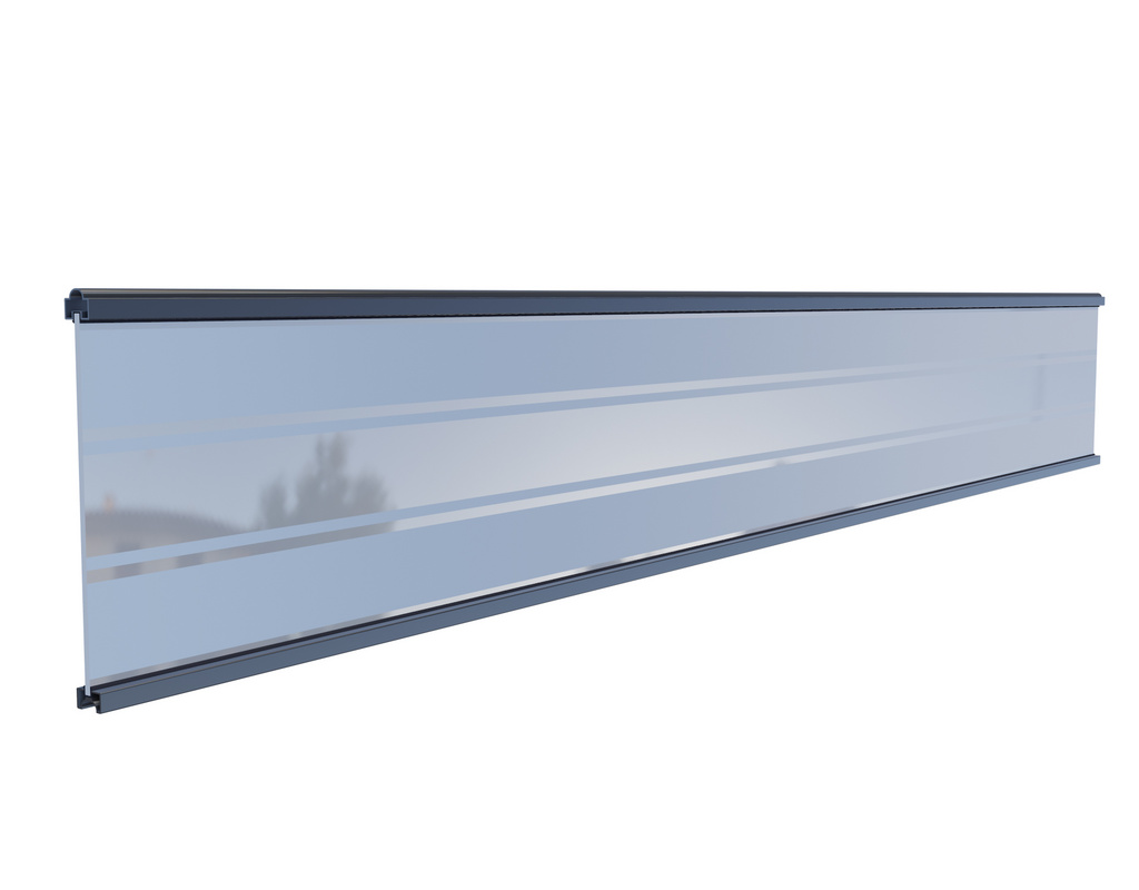 Zaunlamelle Ameland Glas matt/klar gestreift / Alu Anthrazit 20x260x1793mm