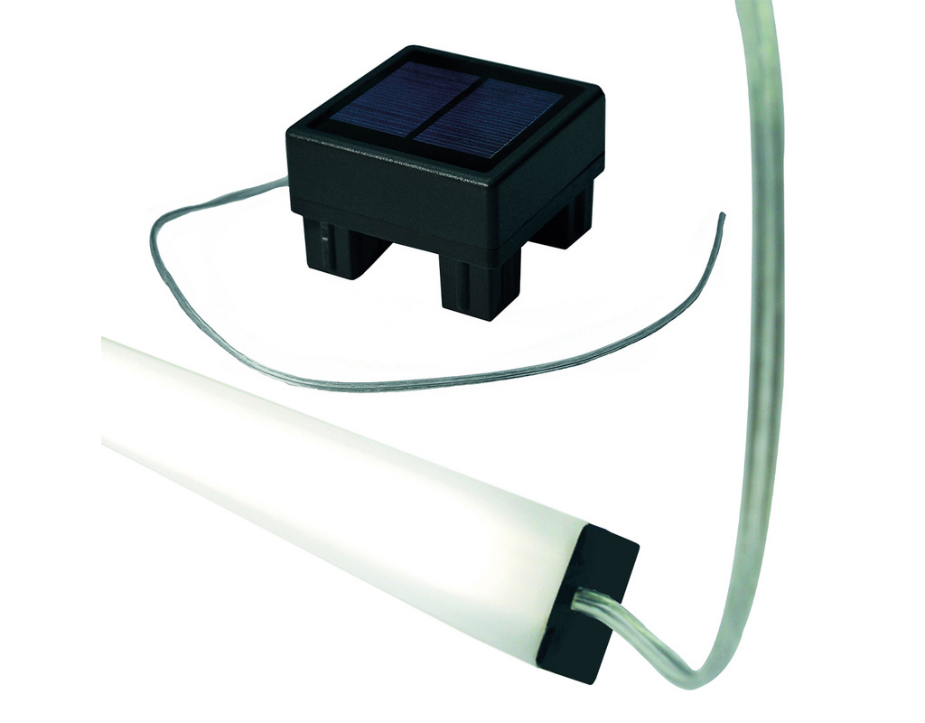 LED-Pfostenleiste senkrecht für 68x68mm Steckzaunpfosten, inkl. Solarpfostenkappe