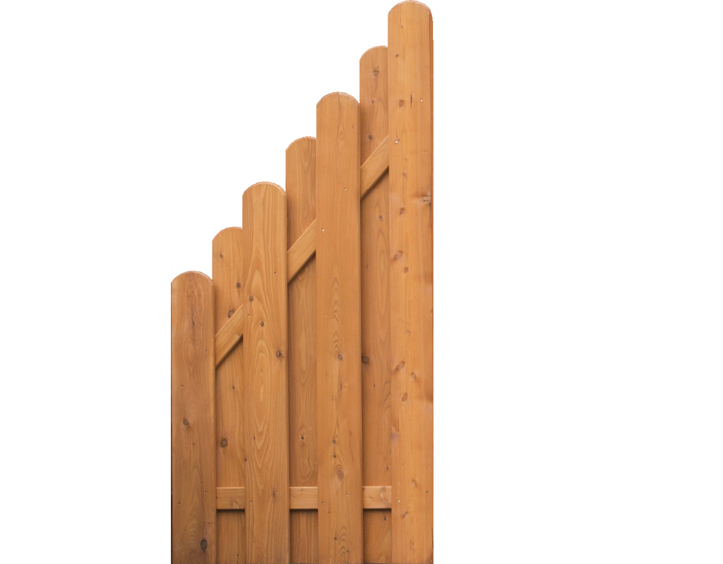 Bretterzaun Mailand Rundb. 90x170/90cm N87 Lärche Honig lasiert 20x146mm Latten