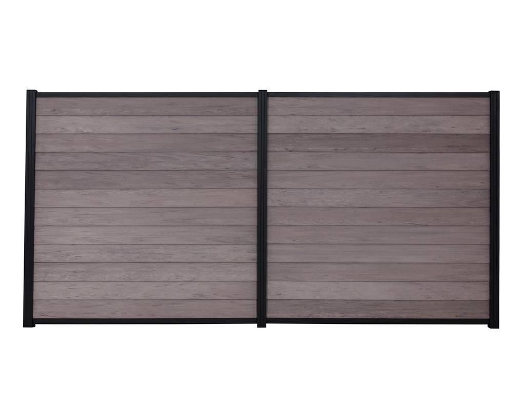 Steckzaunelement Schwedenprofil BPC Sand-Multicolor / Alu Anthrazit 180x180cm