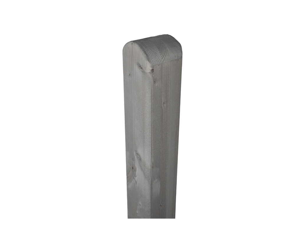 90x90mm Leimholzpf. Fichte Grau 2,10m, Kopf gerundet