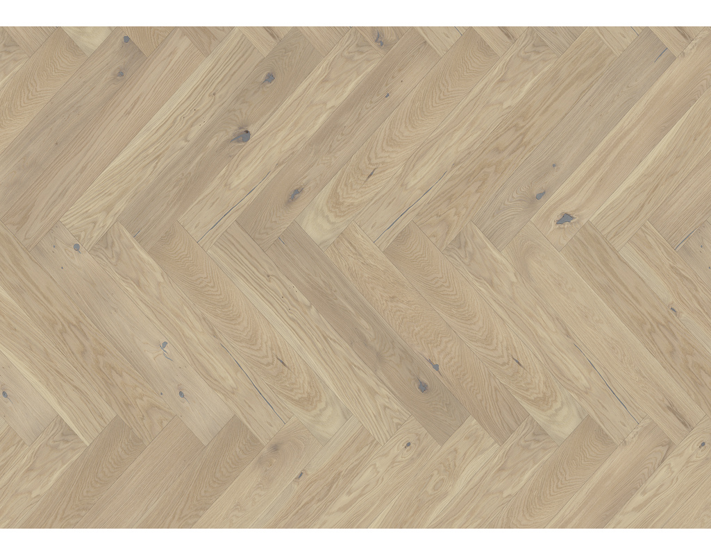 Fischgrätparkett Chateau FoltDown Eiche Apremont Rustikal, weiß geölt 725x130x14mm