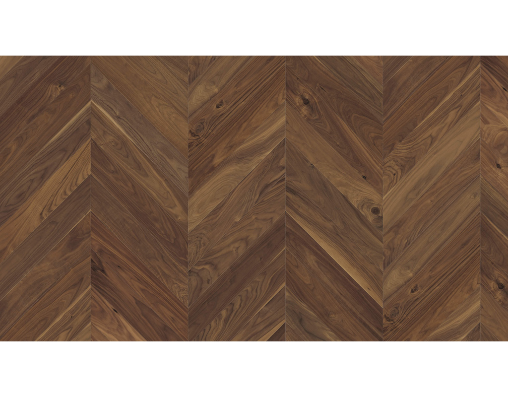 PARKETTMANUFAKTUR NF Chevron 4V Amerik. Nussbaum Selectiv oleovera 45 Grad 740x140x10mm