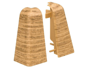 Kunststoffecke in Holzdekor für Stecksockelleiste 19 x 58 mm - Außenecke Kunststoffecke in Holzdekor für Stecksockelleiste 19 x 58 mm - Außenecke