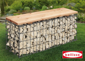 Gartenbank Gabione L100xB30xH46 cm (Sitzfläche Holz) Gartenbank Gabione L100xB30xH46 cm (Sitzfläche Holz)
