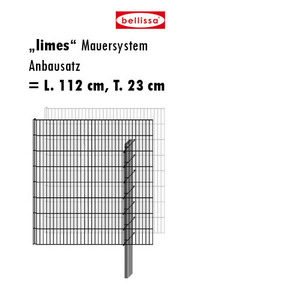 Mauersystem Gabione Anbausatz limes H 120 cm, T 23 cm, (L 112 cm)