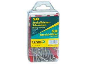 Sockelleistenschrauben-Set 4 x 50 mm 50 (Stück Linsensenkkopf, Messing vernickelt) Sockelleistenschrauben-Set 4 x 50 mm 50 (Stück Linsensenkkopf, Messing vernickelt)