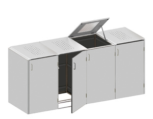 Binto HPL grau Variante/Set 4er-Box, Edelstahl-Deckel
