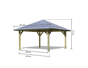 Pavillon Carport Kirn 1 OSB-Platte (3590x3590x3150mm) Pavillon Carport Kirn 1 OSB-Platte (3590x3590x3150mm)
