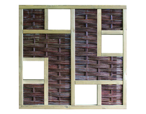 LABO-3D Weidengeflechtzaun 180x180 cm 4 Fenster Rahmen 70x35 mm