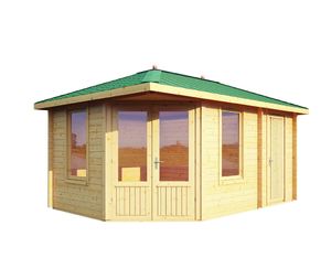 Gartenhaus Anna 40-A/2 mit grünen Rechteck-Dachschindeln 453x299cm Gartenhaus Anna 40-A/2 mit grünen Rechteck-Dachschindeln 453x299cm