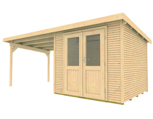 Gartenhaus Pulti Softline 2424 Natur mit Seitendach 300 530x241cm Gartenhaus Pulti Softline 2424 Natur mit Seitendach 300 530x241cm