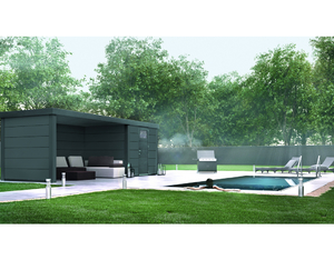Metallhaus Eleganto 2424 mit Lounge Links Granitgrau 522x238cm Metallhaus Eleganto 2424 mit Lounge Links Granitgrau 522x238cm