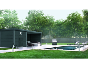 Metallhaus Eleganto 2424 mit Lounge Rechts Granitgrau 522x238cm Metallhaus Eleganto 2424 mit Lounge Rechts Granitgrau 522x238cm