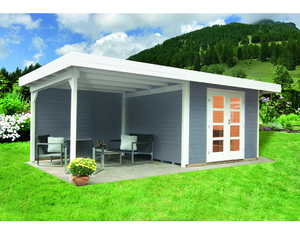 Gartenhaus Relax Lounge C mit SD+RW 300 hellgrau 590x300cm