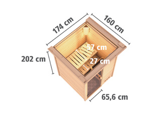 Massivholzsauna Nadja Fronteinstieg (Glastür Klarglas m. Kranz Bio-Kombiofen) Massivholzsauna Nadja Fronteinstieg (Glastür Klarglas m. Kranz Bio-Kombiofen)