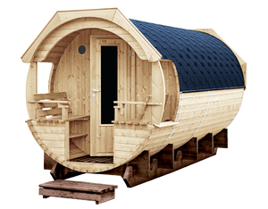 Saunafass Premium Svenja 2 montiert Ø226 x 411 cm Saunafass Premium Svenja 2 montiert Ø226 x 411 cm