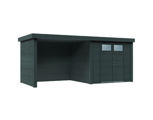 Metallhaus Eleganto 2724 mit Lounge Links Granitgrau 552 x 238 cm Metallhaus Eleganto 2724 mit Lounge Links Granitgrau 552 x 238 cm