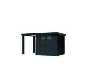 Metallhaus Eleganto 2724 Granitgrau mit Seitendach 170 links Metallhaus Eleganto 2724 Granitgrau mit Seitendach 170 links