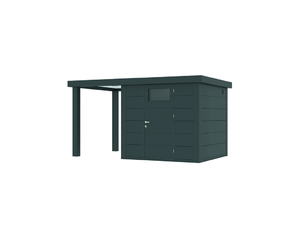 Metallhaus Eleganto 2424 Granitgrau mit Seitendach 170 links Metallhaus Eleganto 2424 Granitgrau mit Seitendach 170 links